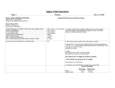 Idaho Child Nutrition Page 1 Recipe  Recipe: [removed]CORNBREAD STUFFING