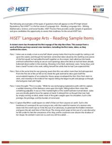 HiSET® Language Arts – Reading Sample Items