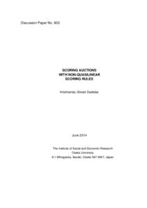 Discussion Paper NoSCORING AUCTIONS WITH NON-QUASILINEAR SCORING RULES