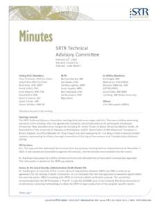 Minutes SRTR Technical Advisory Committee th  February 13 , 2013