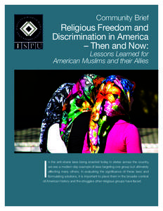 Community Brief  Religious Freedom and Discrimination in America – Then and Now:
