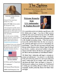 The Sphinx An American Citizen Services Quarterly Newsletter U.S. Embassy Cairo Volume 1 Edition 2  American Citizen Services