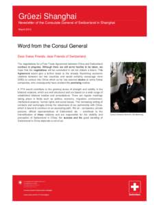 Grüezi Shanghai - Newsletter of the Consulate General of Switzerland in Shanghai - N° 19 - March 2013