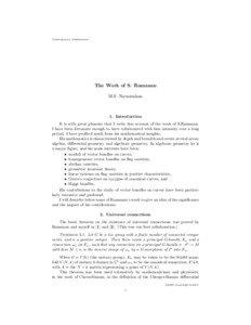 Contemporary Mathematics  The Work of S. Ramanan
