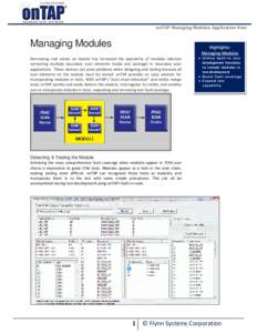 onTAP Managing Modules Application Note  Managing Modules Highlights: Managing Modules