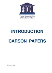 INTRODUCTION CARSON PAPERS November 2007  Carson Papers (D1507)