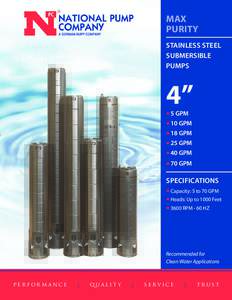 MAX PURITY STAINLESS STEEL SUBMERSIBLE PUMPS