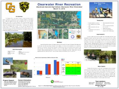 Clearwater River Recreation  River Watch CrewClearbrook-Gonvick High School, Clearwater River Watershed