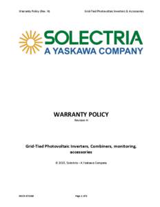 Warranty Policy (Rev. H)  Grid-Tied Photovoltaic Inverters & Accessories WARRANTY POLICY Revision H