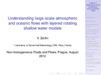 Lecture 4: Applications to the atmosphere, moist-convective RSW