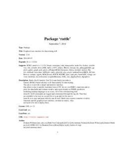 Package ‘rattle’ September 7, 2014 Type Package Title Graphical user interface for data mining in R Version[removed]Date[removed]