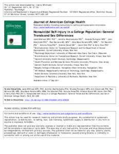 Nonsuicidal Self-injury in a College Population: General Trends and Sex Differences