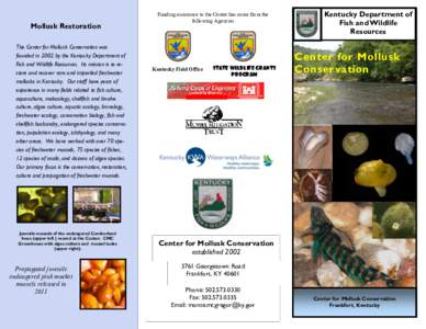 Mollusk Restoration The Center for Mollusk Conservation was founded in 2002 by the Kentucky Department of Fish and Wildlife Resources. Its mission is to restore and recover rare and imperiled freshwater mollusks in Kentu
