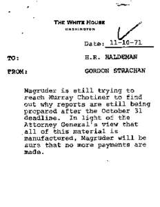 Memorandum to H. R. Haldeman, November 10, 1971