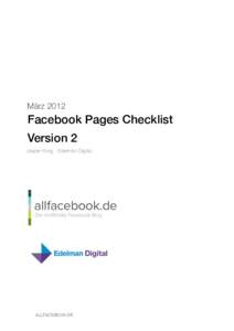 MärzFacebook Pages Checklist Version 2 Jasper Krog - Edelman Digital