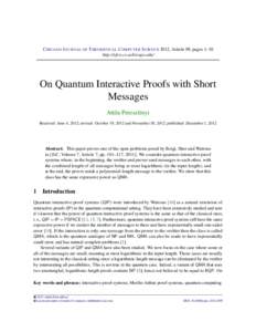 On Quantum Interactive Proofs with Short Messages