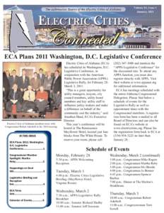 Volume XI, Issue 1 January, 2011 ECA Plans 2011 Washington, D.C. Legislative Conference  Electric Cities of Alabama members meet with