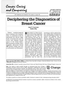 CNE Objectives and Evaluation Form appear on pageSERIES Deciphering the Diagnostics of Breast Cancer