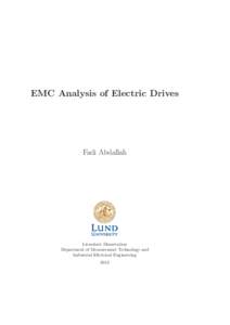 EMC Analysis of Electric Drives  Fadi Abdallah Licentiate Dissertation Department of Measurement Technology and