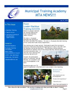 Municipal Training Academy  MTA NEWS!!! July 15, 2016  In This Issue