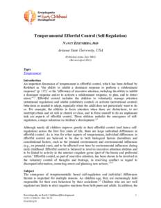 Temperamental Effortful Control (Self-Regulation)