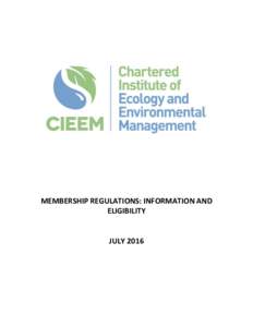 IEEM Membership Regulations as currently agreed by Council and circulated to Applicants  20