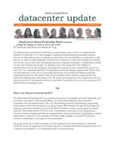 (article excerpted from)  DataCenter’s Shared Leadership Model (abridged) …..being the change we want to see in the world By DataCenter Staff, Board and Patricia St. Onge