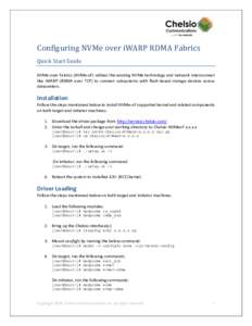Configuring NVMe over iWARP RDMA Fabrics