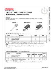 PN2222A / MMBT2222A / PZT2222A NPN General Purpose Amplifier Features