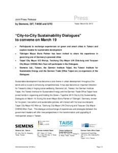 Joint Press Release  Press by Siemens, GIT, TAISE and GTO