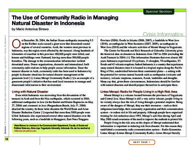 Special Section  The Use of Community Radio in Managing Natural Disaster in Indonesia Bulletin of the American Society for Information Science and Technology – June/July 2010 – Volume 36, Number 5