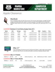 Last Updated: Page 1 of 3 Apple Clearance MacBook