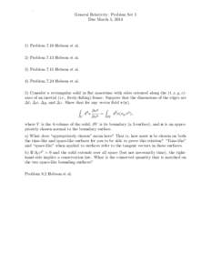 .  General Relativity: Problem Set 5 Due March 5, [removed]Problem 7.10 Hobson et al.