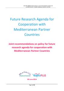 !  JOINT RECOMMENDATIONS ON POLICY FOR FUTURE RESEARCH AGENDA FOR COOPERATION WITH THE MEDITERRANEAN PARTNER COUNTRIES  !