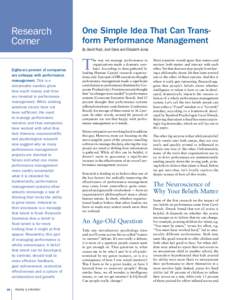 Research Corner One Simple Idea That Can Transform Performance Management By David Rock, Josh Davis and Elizabeth Jones