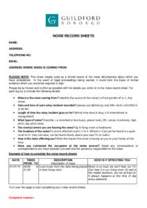 Microsoft Word - Noise record sheet 2014