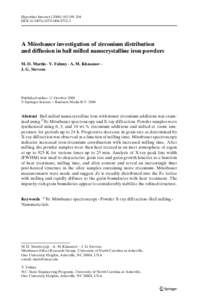 Hyperfine Interact:199–204 DOIs10751A Mössbauer investigation of zirconium distribution and diffusion in ball milled nanocrystalline iron powders M. D. Martin · Y. Fahmy · A. M. Khasa
