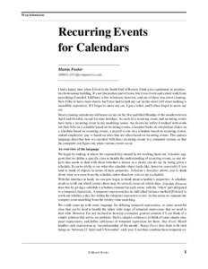 PLop Submission  Recurring Events for Calendars Martin Fowler 