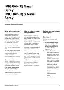IMIGRAN(R) Nasal Spray IMIGRAN(R) S Nasal Spray Sumatriptan Consumer Medicine Information