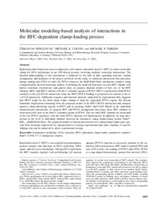 Molecular modeling-based analysis of interactions in the RFC-dependent clamp-loading process Cˇ ESLOVAS VENCLOVAS,1 MICHAEL E. COLVIN, AND