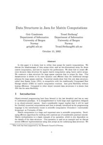 Data Structures in Java for Matrix Computations  Geir Gundersen  Trond Steihaug