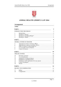Animal Health (Jersey) LawArrangement ANIMAL HEALTH (JERSEY) LAW 2016 Arrangement