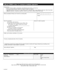MCLE Form 5: Other CLE Activity Accreditation Application