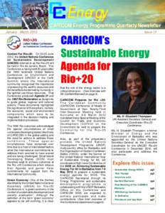 Energy CARICOM Energy Programme Quarterly Newsletter January - March, 2012 Context For Rio+20: On[removed]June 2012, the United Nations Conference