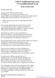 Folk & Traditional Song Lyrics - Battle of Falkirk Muir