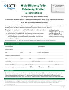 Please do not staple High-Efficiency Toilet Rebate Application & Instructions