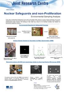 Nuclear Safeguards and non-Proliferation Environmental Sampling Analysis A key topic in international Safeguards is the work in preventing further spread of nuclear weapon technology and nuclear materials that can be use