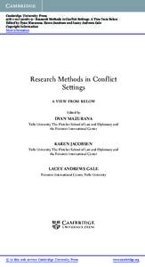 Cambridge University Press9 - Research Methods in Conflict Settings: A View from Below Edited by Dyan Mazurana, Karen Jacobsen and Lacey Andrews Gale Copyright Information More information