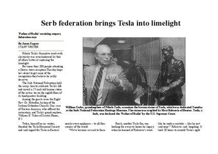 Serb federation brings Tesla into limelight