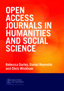 OPEN ACCESS JOURNALS IN HUMANITIES AND SOCIAL SCIENCE